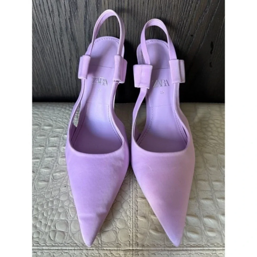Zara Lavender Slingback Heels Pointed Toe Stiletto Pumps Size 39